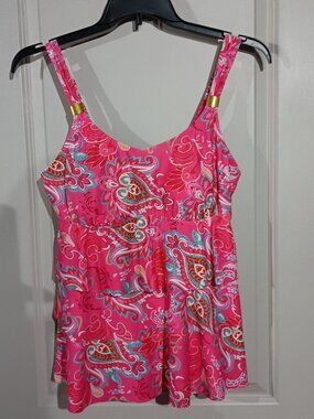 Modlily Patchwork Tribal Print Pink Tankini L